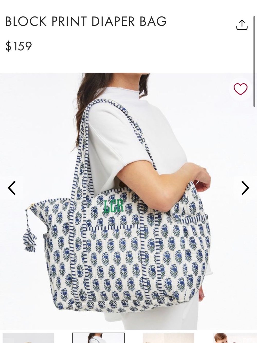 Embroidered Floral Tote Bag - Blue & White